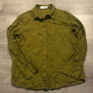 Zara Olive Green Button-Up Shirt